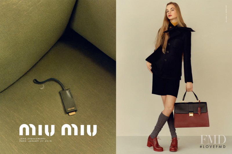 Estella Boersma featured in  the Miu Miu advertisement for Pre-Fall 2015