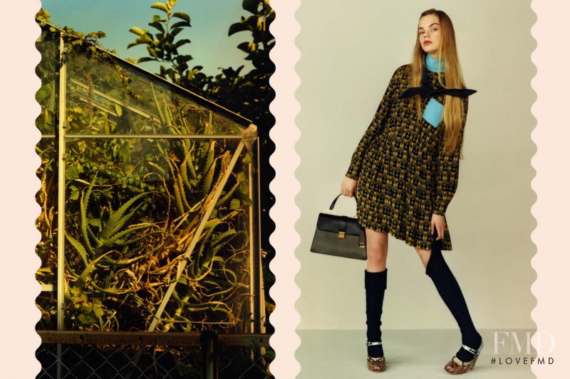 Estella Boersma featured in  the Miu Miu advertisement for Pre-Fall 2015