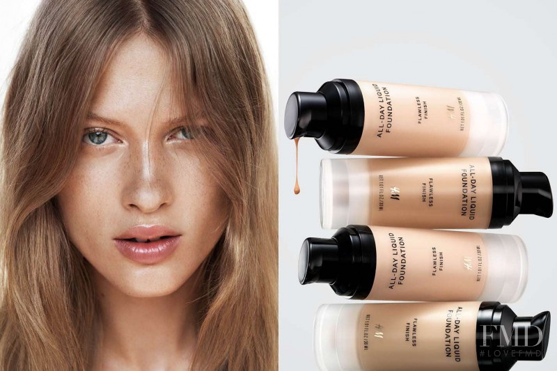 Laura Julie Schwab Holm featured in  the H&M Beauty advertisement for Spring/Summer 2016