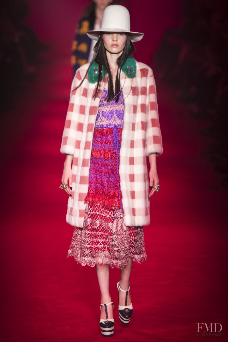 Lily Stewart featured in  the Gucci fashion show for Autumn/Winter 2016
