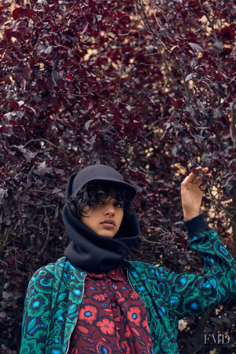 Damaris Goddrie featured in  the Kenzo Churchill Gardens advertisement for Autumn/Winter 2015