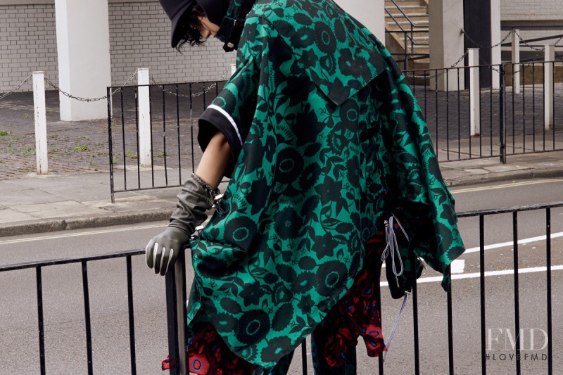 Damaris Goddrie featured in  the Kenzo Churchill Gardens advertisement for Autumn/Winter 2015