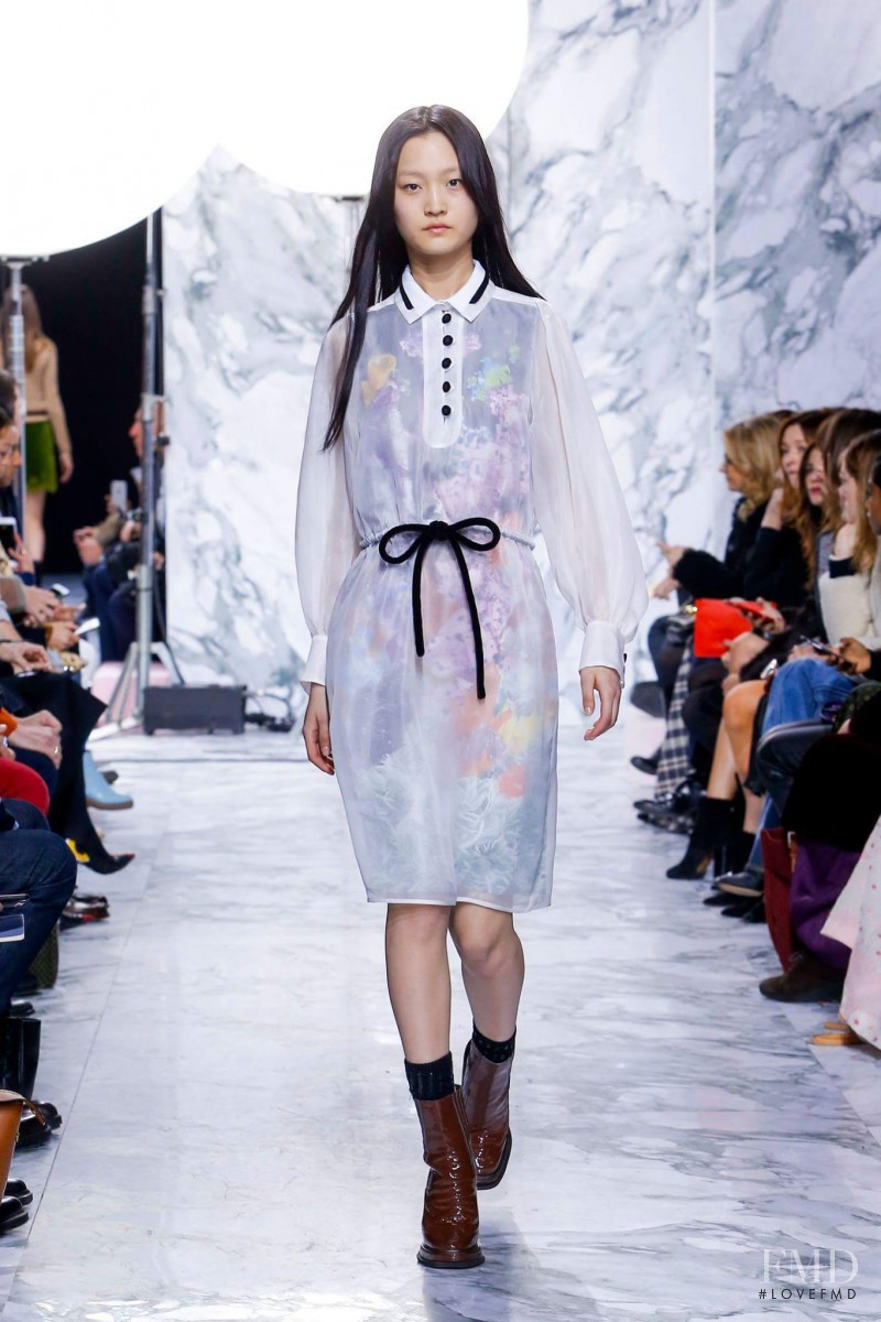 Wangy Xinyu featured in  the Carven fashion show for Autumn/Winter 2016