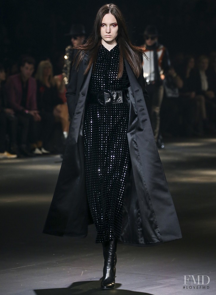 Cam Kerekes featured in  the Saint Laurent fashion show for Pre-Fall 2016