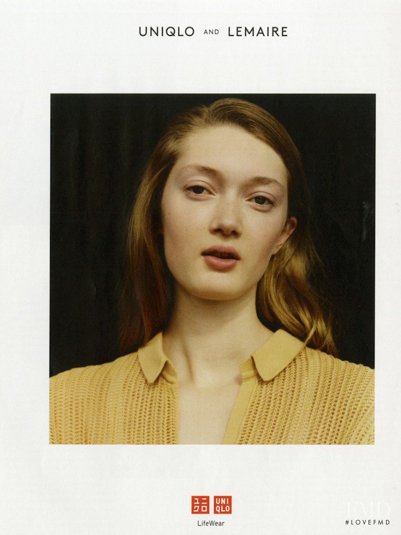 Sophia Linnewedel featured in  the Uniqlo x Lemaire advertisement for Spring/Summer 2016