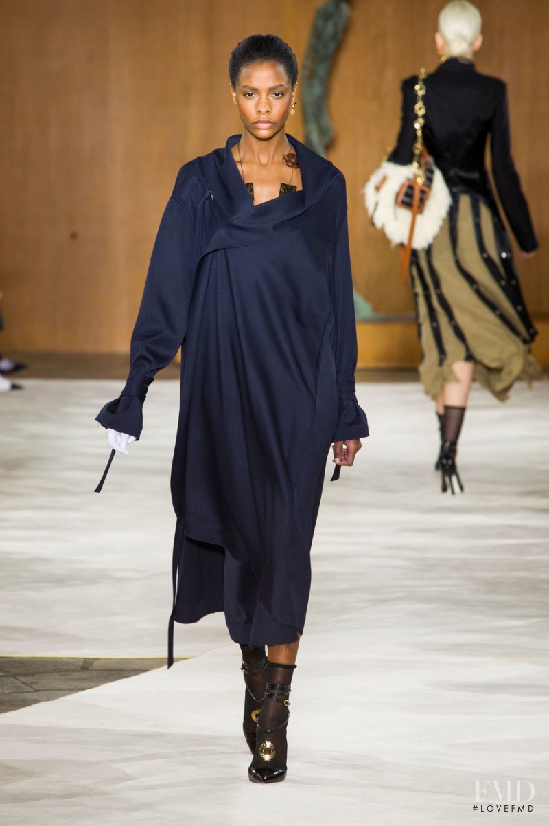 Karly Loyce featured in  the Loewe fashion show for Autumn/Winter 2016