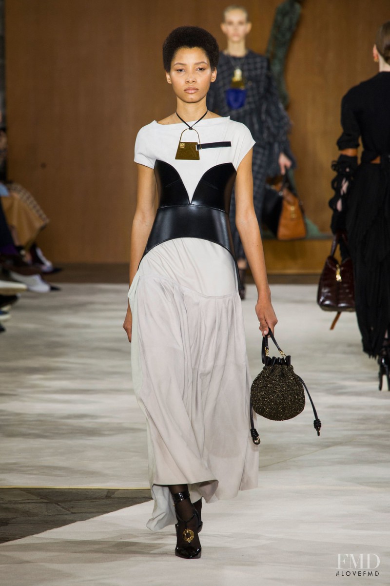 Lineisy Montero featured in  the Loewe fashion show for Autumn/Winter 2016