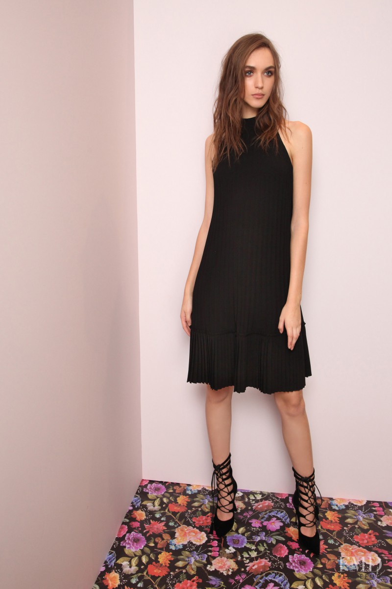 Stasha Yatchuk featured in  the Nicole Miller fashion show for Pre-Fall 2016