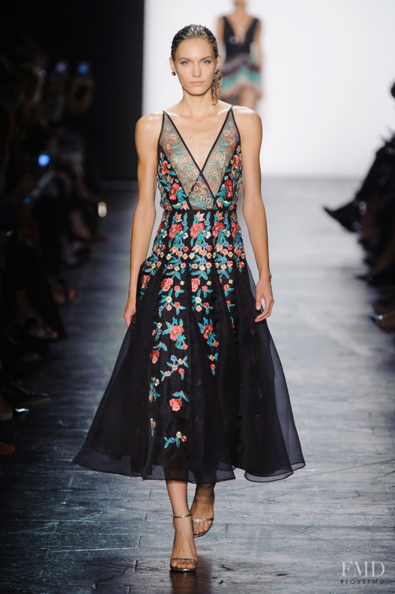 Vera Vavrova featured in  the Dennis Basso fashion show for Spring/Summer 2016