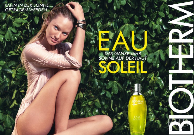 Candice Swanepoel featured in  the Biotherm Eau Soleil advertisement for Spring/Summer 2016
