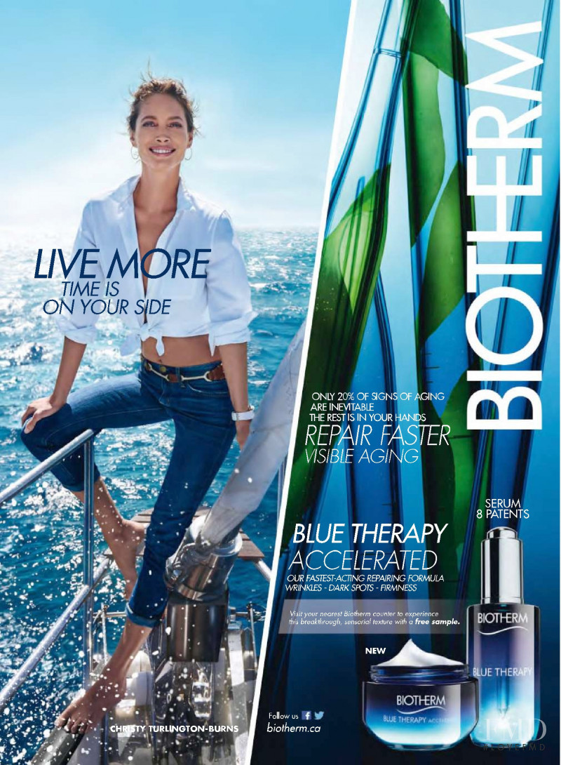 Christy Turlington featured in  the Biotherm advertisement for Autumn/Winter 2015