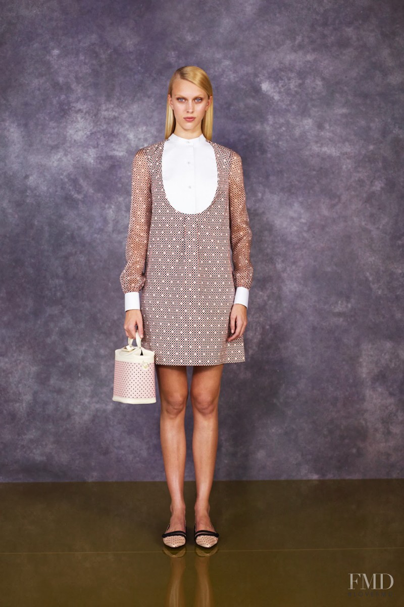 Juliana Schurig featured in  the Tory Burch fashion show for Pre-Fall 2014