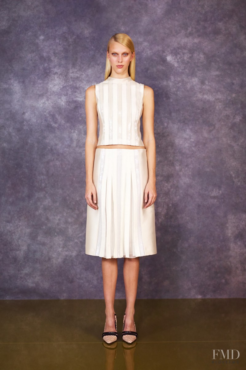 Juliana Schurig featured in  the Tory Burch fashion show for Pre-Fall 2014