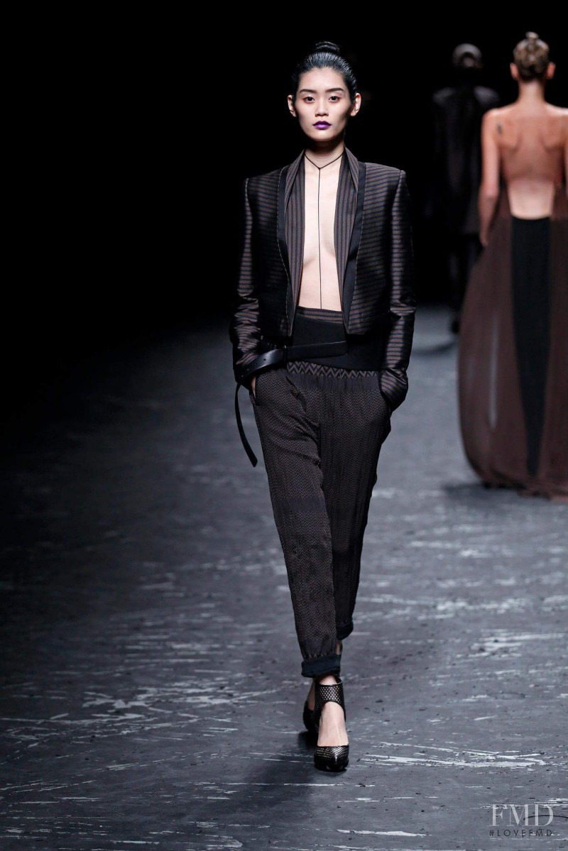 Ming Xi featured in  the Haider Ackermann fashion show for Spring/Summer 2013