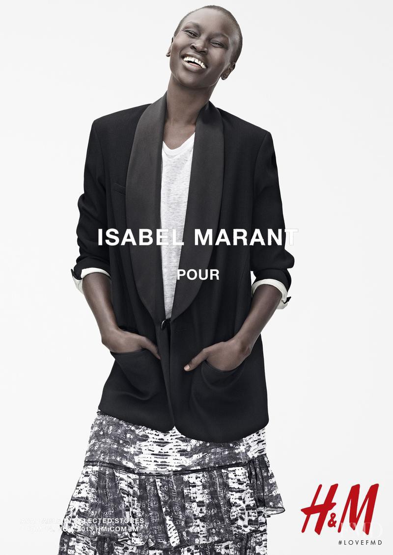Alek Wek featured in  the H&M Isabel Marant pour H&M advertisement for Fall 2013