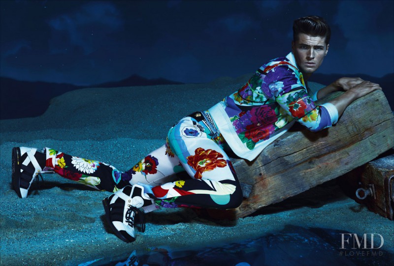 Edward Wilding featured in  the Versace advertisement for Spring/Summer 2013