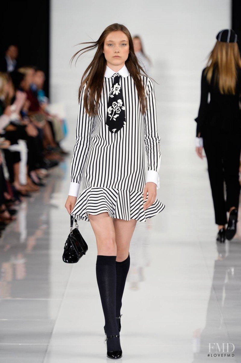 Yumi Lambert featured in  the Ralph Lauren Collection fashion show for Spring/Summer 2014
