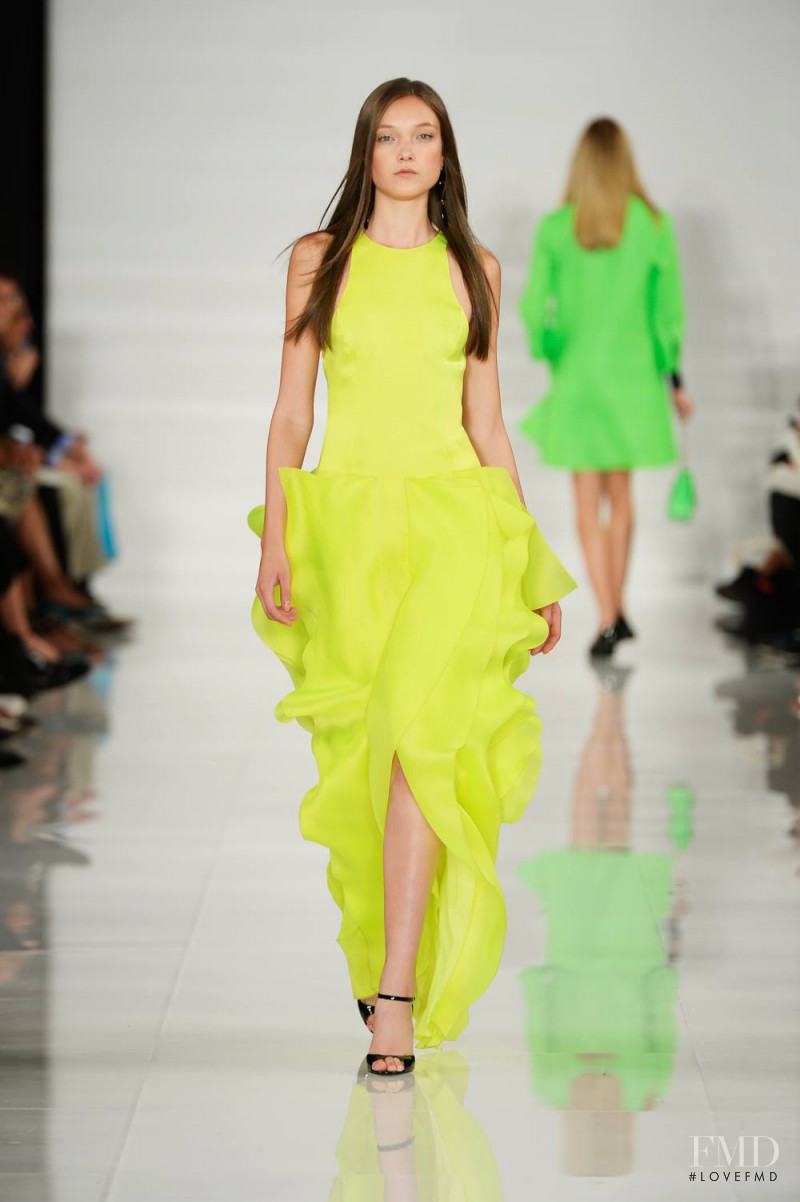 Yumi Lambert featured in  the Ralph Lauren Collection fashion show for Spring/Summer 2014