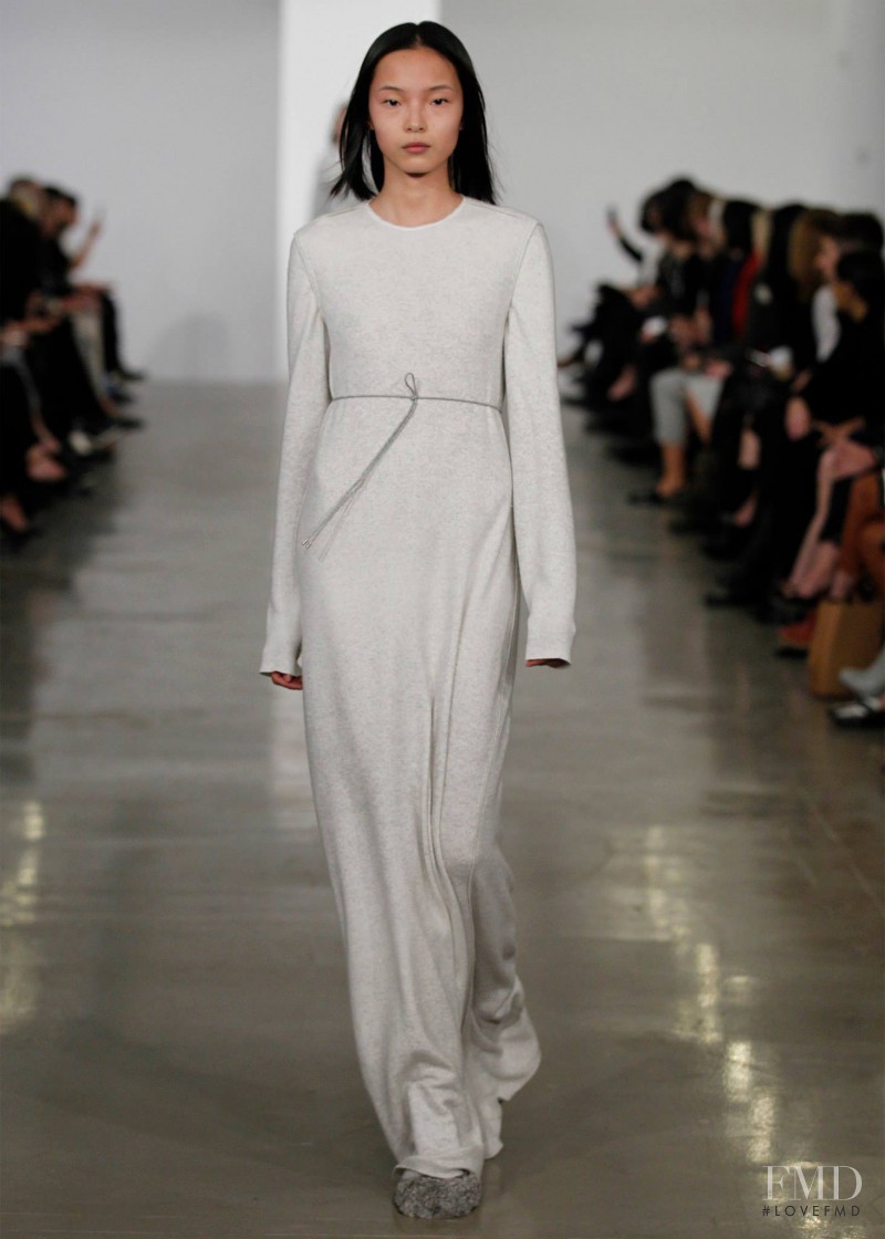Xiao Wen Ju featured in  the Calvin Klein 205W39NYC fashion show for Pre-Fall 2014