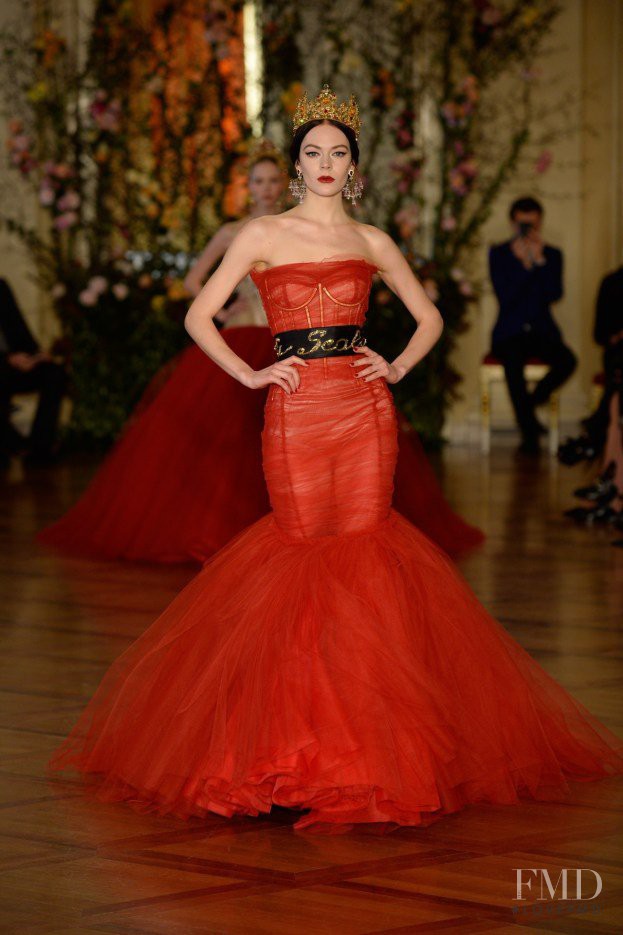 Kinga Rajzak featured in  the Dolce & Gabbana Alta Moda fashion show for Spring/Summer 2015