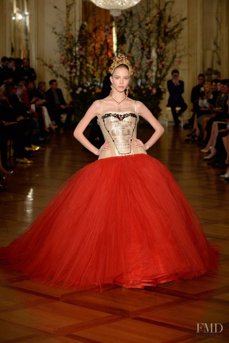 Sasha Luss featured in  the Dolce & Gabbana Alta Moda fashion show for Spring/Summer 2015