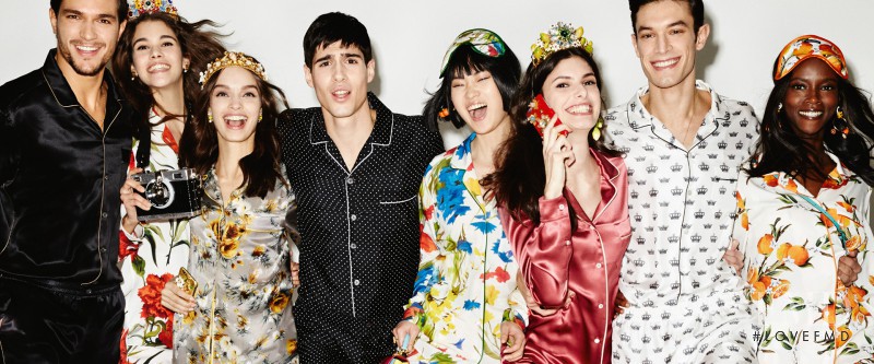 Andrea Zelletta featured in  the Dolce & Gabbana Pyjama Party advertisement for Summer 2016