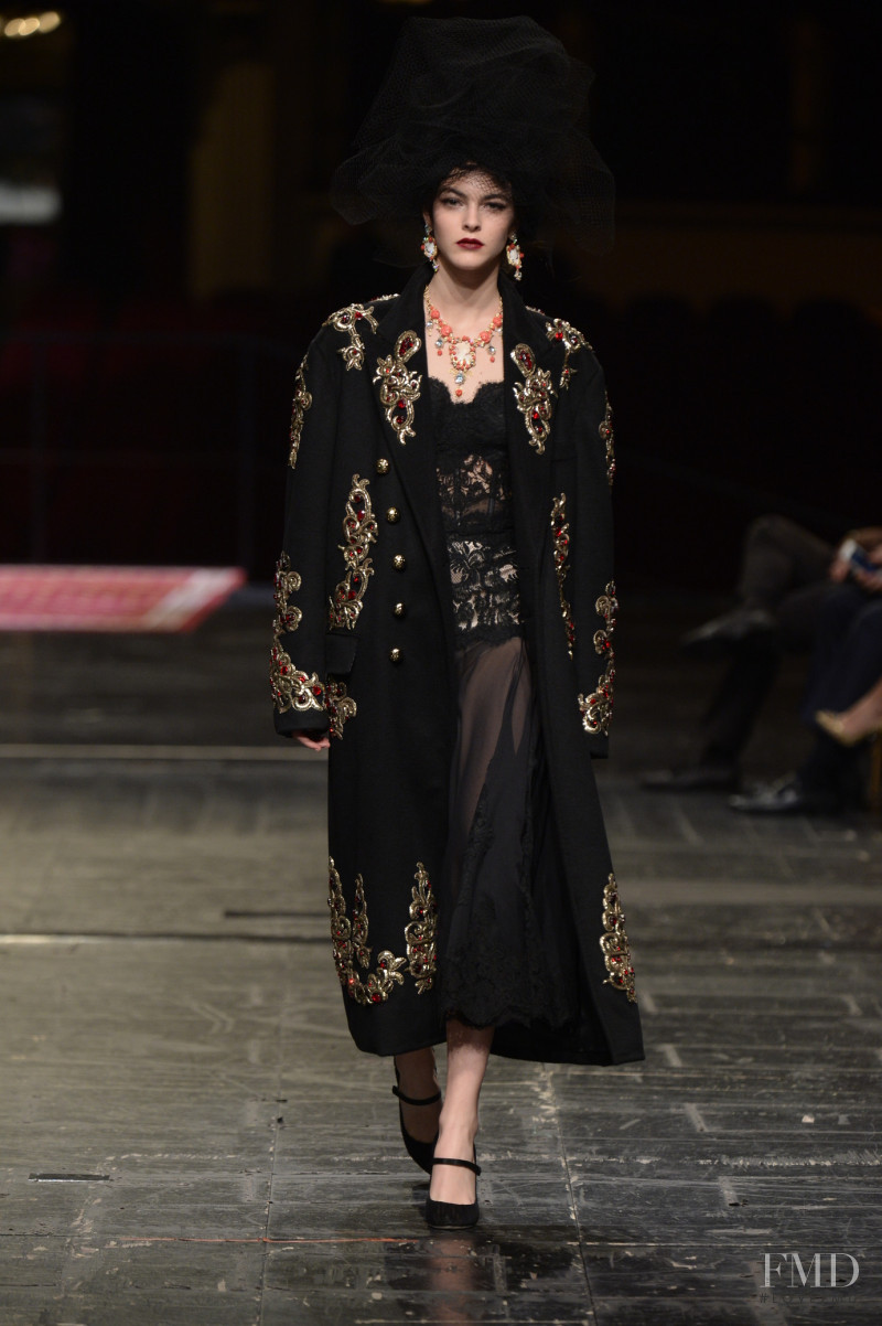 Vittoria Ceretti featured in  the Dolce & Gabbana Alta Moda fashion show for Autumn/Winter 2016