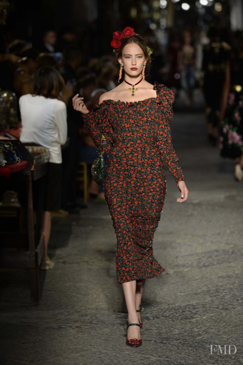 Emma Harris featured in  the Dolce & Gabbana Alta Moda fashion show for Autumn/Winter 2016