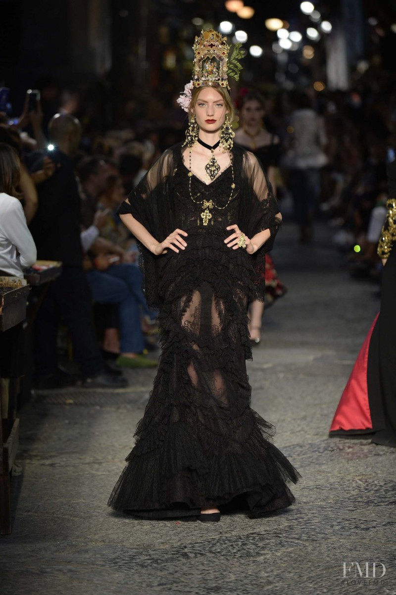 Susanne Knipper featured in  the Dolce & Gabbana Alta Moda fashion show for Autumn/Winter 2016