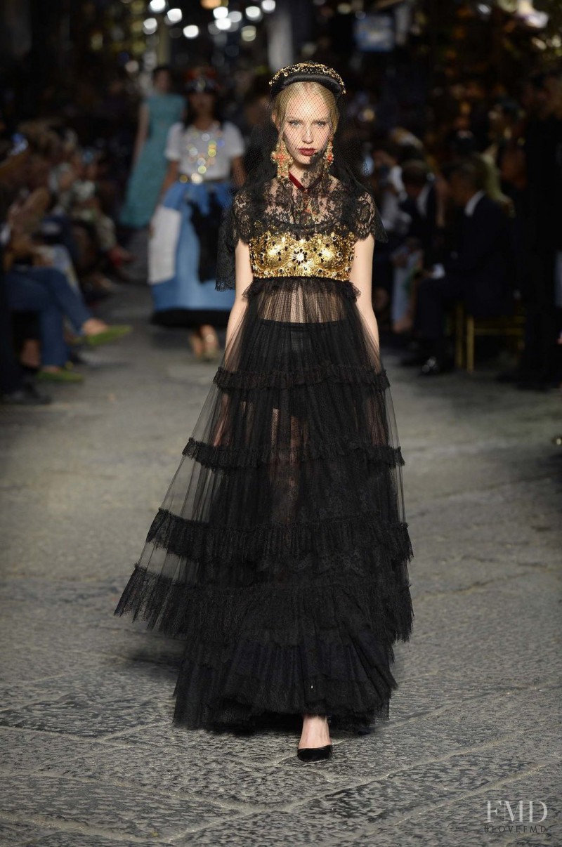 Jessie Bloemendaal featured in  the Dolce & Gabbana Alta Moda fashion show for Autumn/Winter 2016