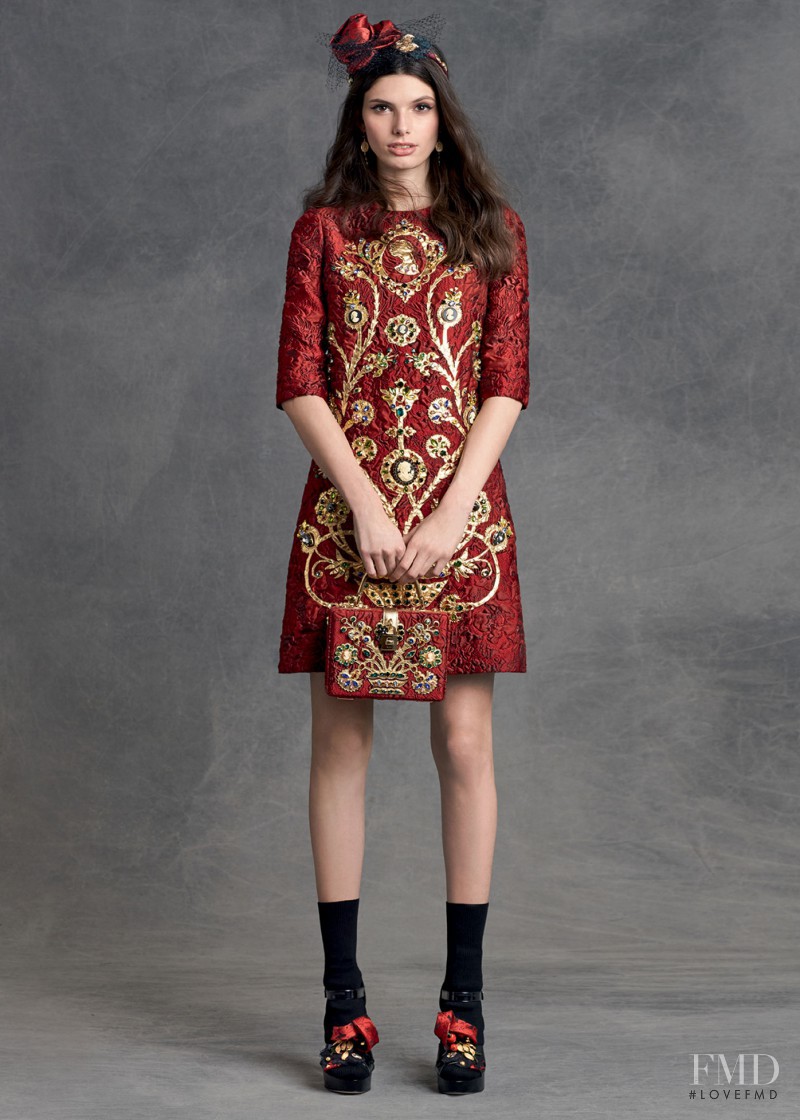Giulia Manini featured in  the Dolce & Gabbana lookbook for Autumn/Winter 2015
