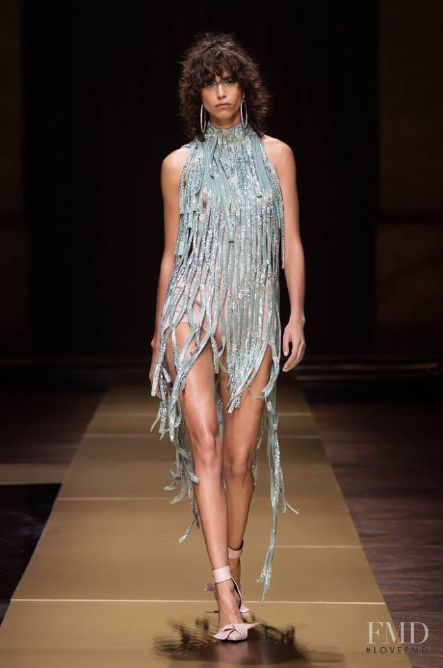 Mica Arganaraz featured in  the Atelier Versace fashion show for Autumn/Winter 2016