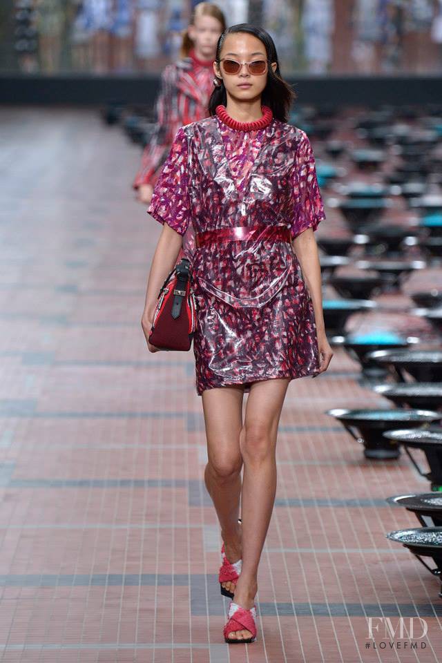 Xiao Wen Ju featured in  the Kenzo fashion show for Spring/Summer 2014