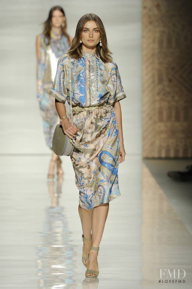 Andreea Diaconu featured in  the Etro fashion show for Spring/Summer 2014