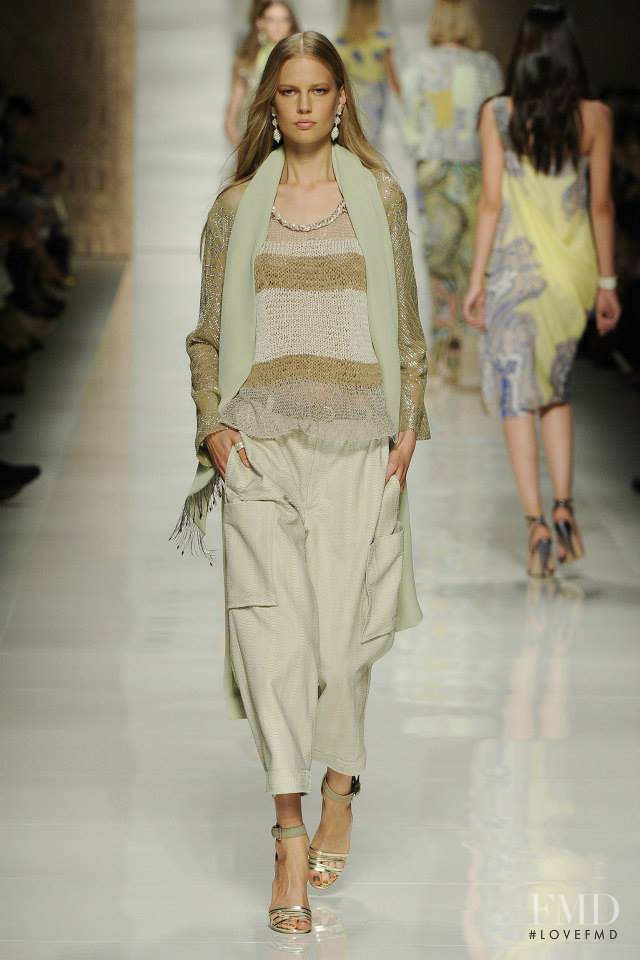 Elisabeth Erm featured in  the Etro fashion show for Spring/Summer 2014