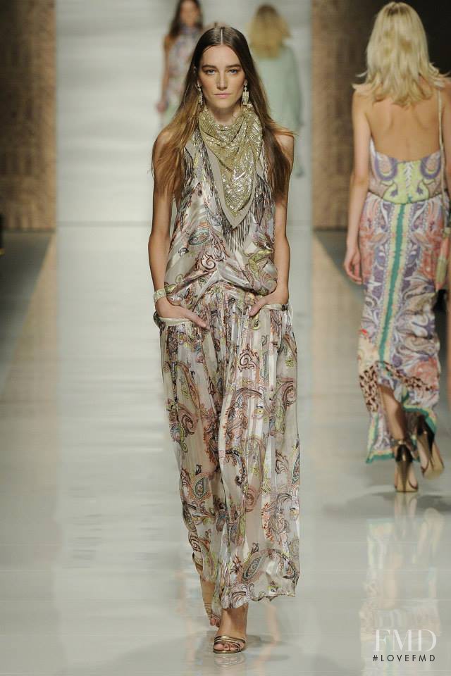 Joséphine Le Tutour featured in  the Etro fashion show for Spring/Summer 2014