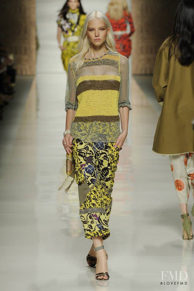 Sasha Luss featured in  the Etro fashion show for Spring/Summer 2014