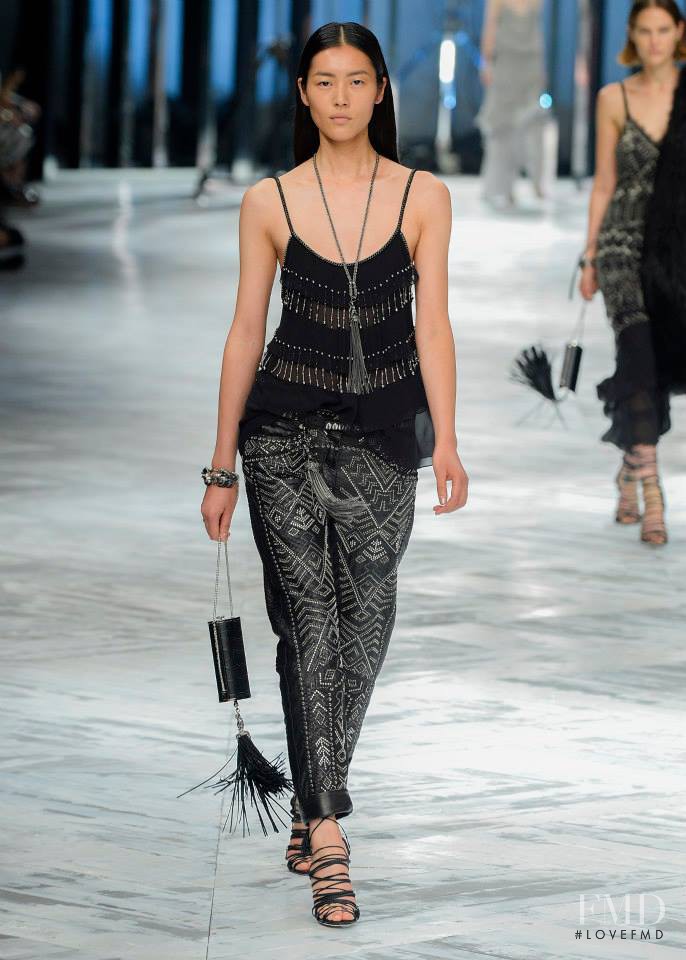 Liu Wen featured in  the Roberto Cavalli fashion show for Spring/Summer 2014