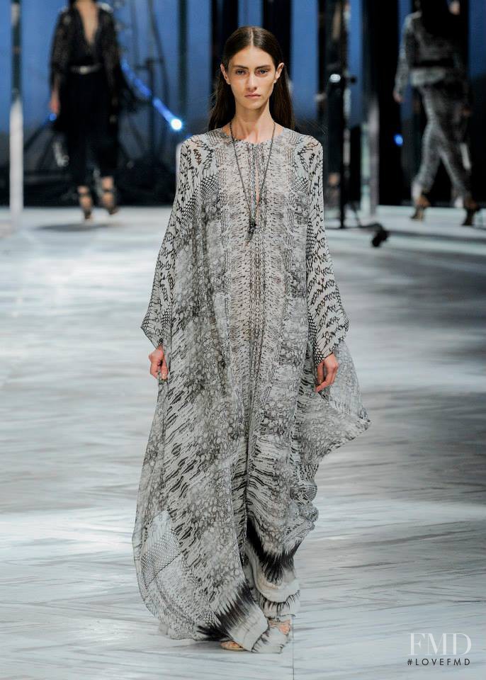 Marine Deleeuw featured in  the Roberto Cavalli fashion show for Spring/Summer 2014
