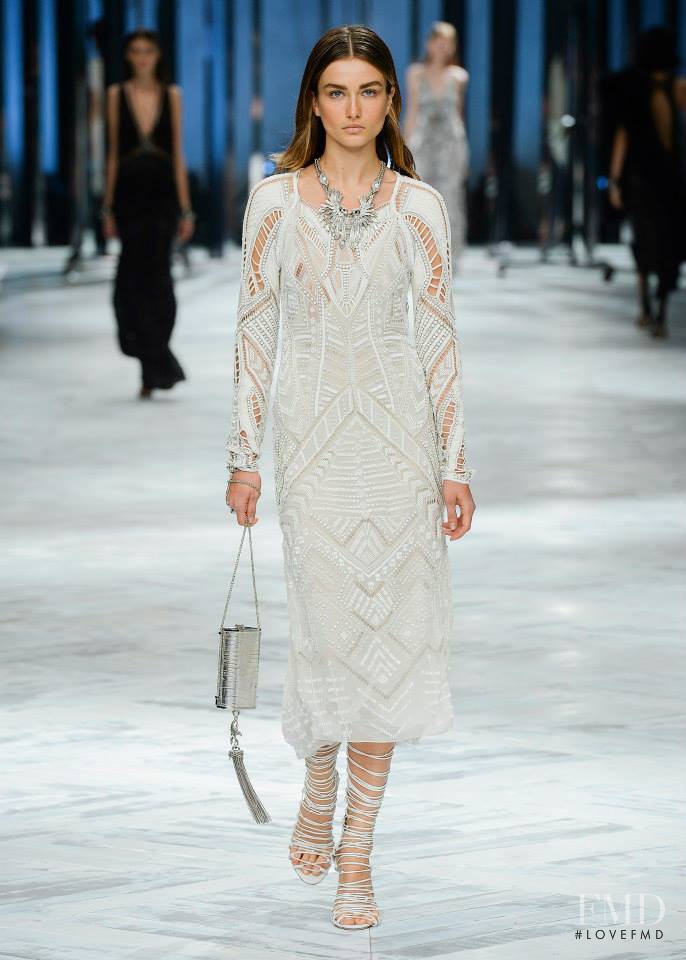 Andreea Diaconu featured in  the Roberto Cavalli fashion show for Spring/Summer 2014