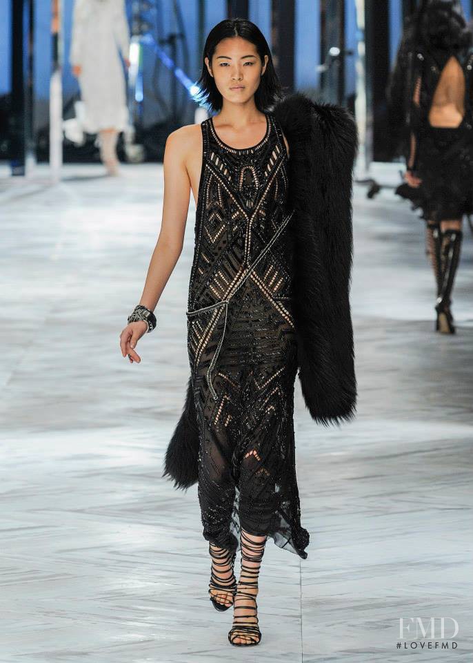 Chiharu Okunugi featured in  the Roberto Cavalli fashion show for Spring/Summer 2014