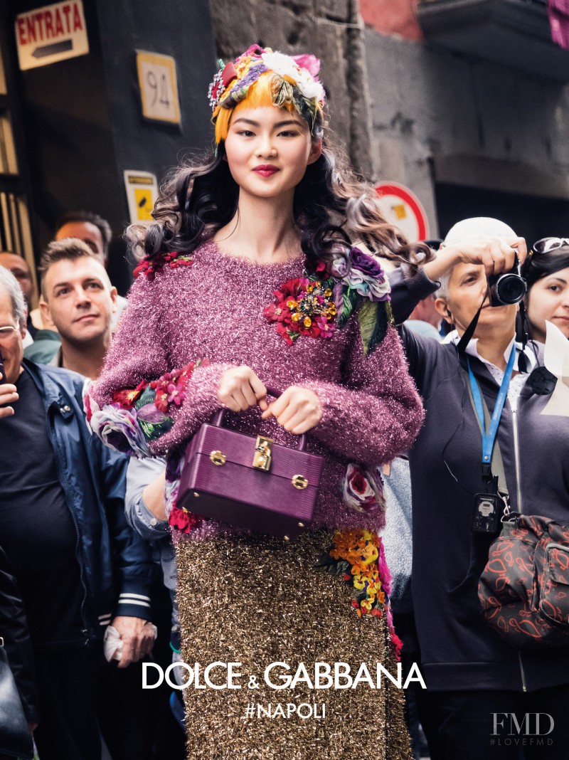 Cong He featured in  the Dolce & Gabbana advertisement for Autumn/Winter 2016