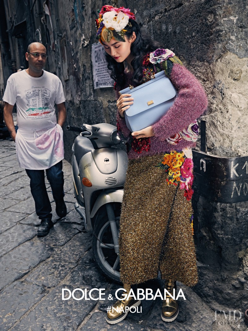Cong He featured in  the Dolce & Gabbana advertisement for Autumn/Winter 2016