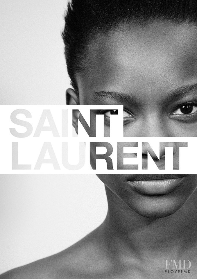 Mayowa Nicholas featured in  the Saint Laurent #YSL01 by Anthony Vaccarello advertisement for Autumn/Winter 2016