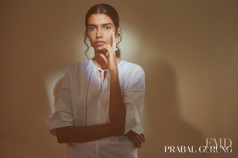 Pooja Mor featured in  the Prabal Gurung lookbook for Pre-Fall 2016