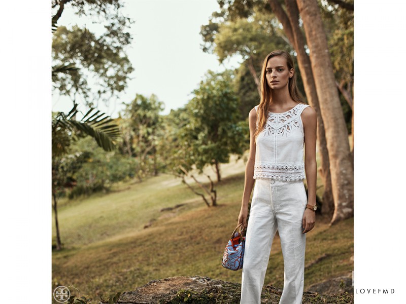 Ine Neefs featured in  the Tory Burch advertisement for Spring/Summer 2016