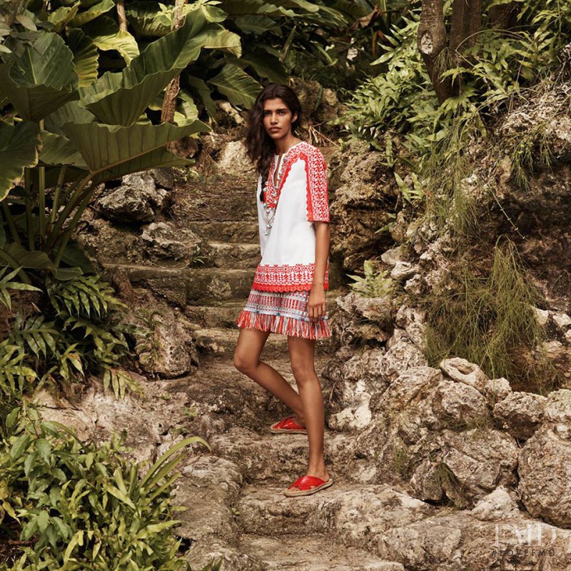 Pooja Mor featured in  the Tory Burch advertisement for Spring/Summer 2016