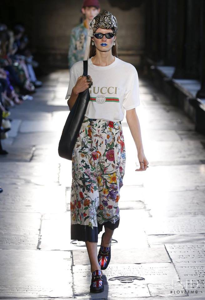 Alicia Holtz featured in  the Gucci fashion show for Resort 2017