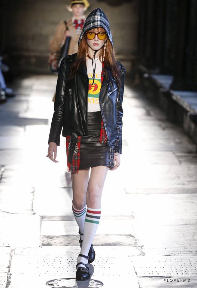 Teddy Quinlivan featured in  the Gucci fashion show for Resort 2017