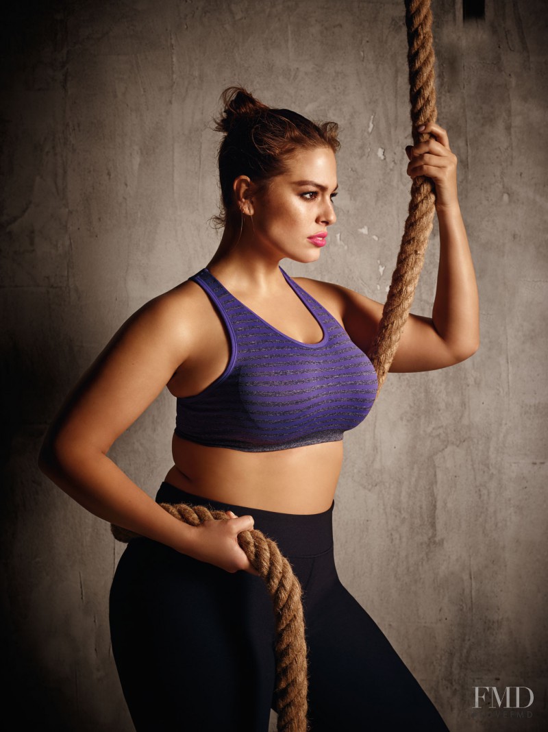 Ashley Graham featured in  the Addition Elle Active Wear advertisement for Spring/Summer 2016